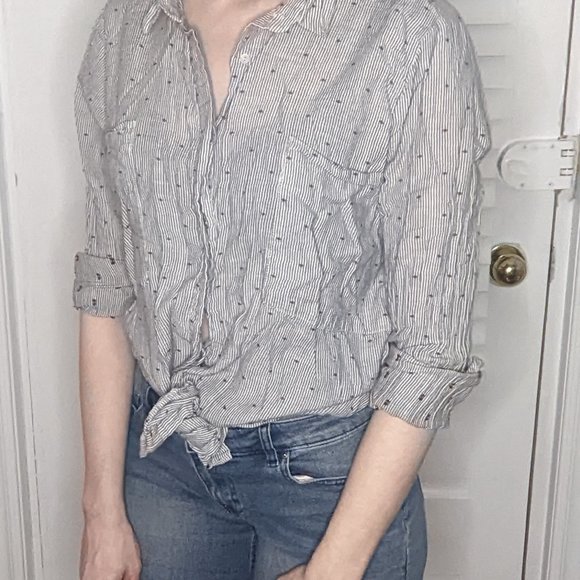 ✌️2 for 10👐 button down with stripes and polka dots - Picture 1 of 4